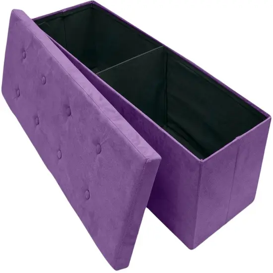 Sorbus Storage Bench Chest Collapsible Folding Bench Purple {4}
