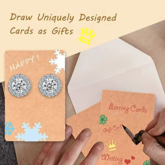 Earring Cards for Selling Including 120 Pieces Earring Holder Cards, 120 Earring Packaging and 240 Pcs Earring Backs, for Necklace/Jewelry Display, Jewelry Packaging 3.5x2.4 Inches (Brown) {6}
