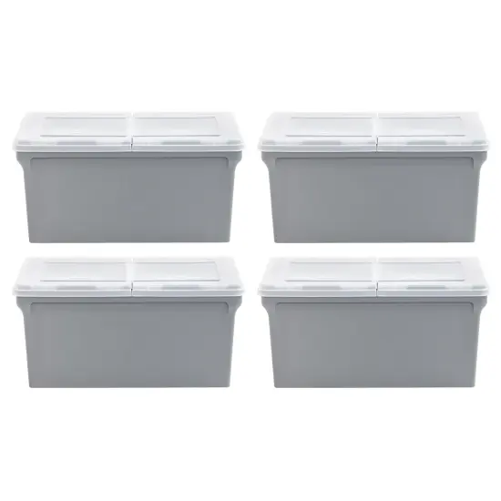 Wing-Lid Latter Size File Organizer Box, Gray with Clear Lid, Pack of 4 {6}