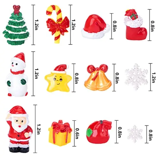 Iceyyyy 37 Pcs Mini Resin Christmas Ornaments - Mini Christmas Theme Resin Miniature Pendant Decoration DIY Kit(Pattern at Random) {6}