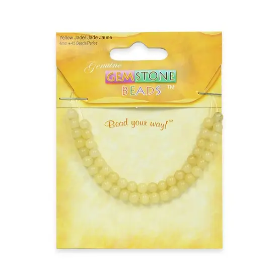 6 Packs of Yellow Jade Beads - 4mm - 45 pcs. {1}