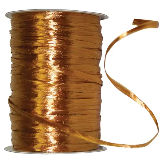 Pearl Finish Raffia Ribbon --- 1/4in x 100 yards --- Antique Gold Color {1}