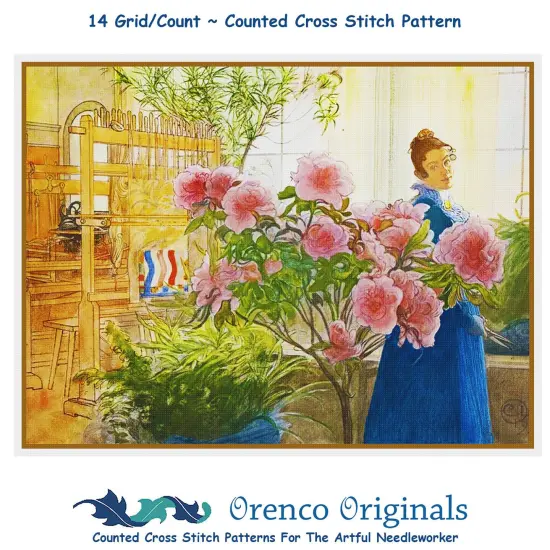 Karin's Azaleas Counted Cross Stitch Pattern by Carl Larsson {1}