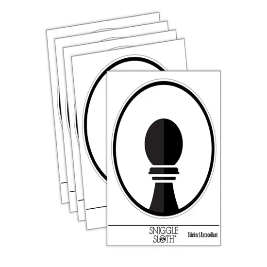 Chess Piece Black Pawn Waterproof Vinyl Phone Tablet Laptop Water Bottle Sticker Set - 5 Pack {1}