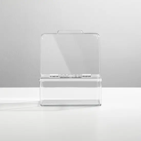 mDesign Plastic Bathroom Storage Organizer Bin Box with Hinge Lid {5}