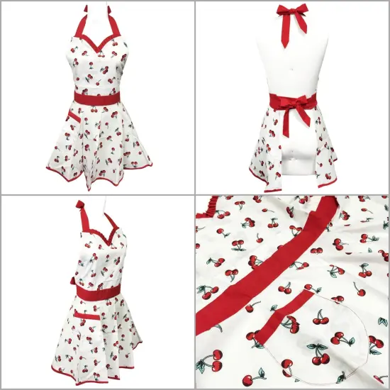 Wrapables Adjustable Flirty Hostess Apron, Sweet Cherries {2}