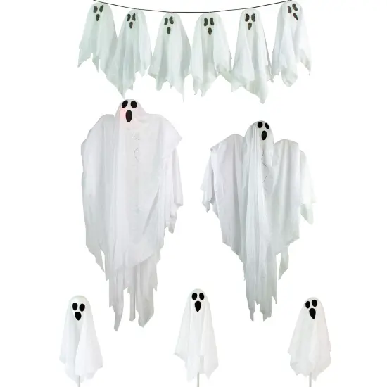 Northlight Lighted Ghost Family Halloween Decorations - 6-Piece White {3}