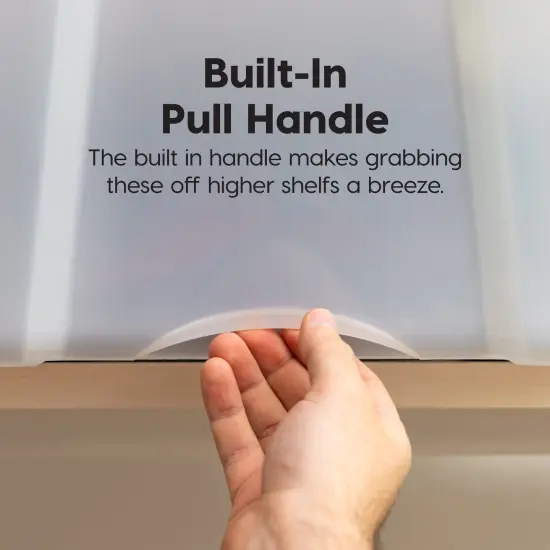 IRIS USA 72 Qt Stackable Plastic Storage Bins with Lids, 4 Pack - BPA-Free, Made in USA - Discreet Organizing Solution, Latches, Durable Nestable Containers, Secure Pull Handle - Pearl {3}