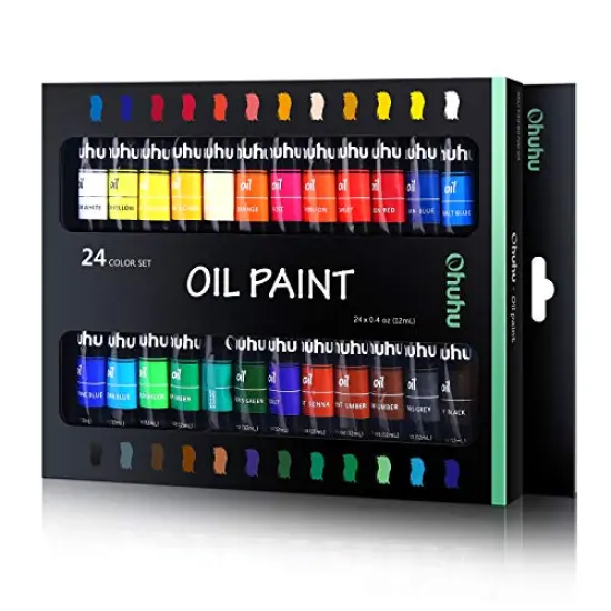 Oil Paint Set, 24 Oil-Based Colors, 12ml/0.42oz x 24 Tubes Non-Toxic Oil Painting Set Supplies for Canvas Painting Artist Kids Beginners Adults Classroom Great Art Supplies Gifts Ideal {1}
