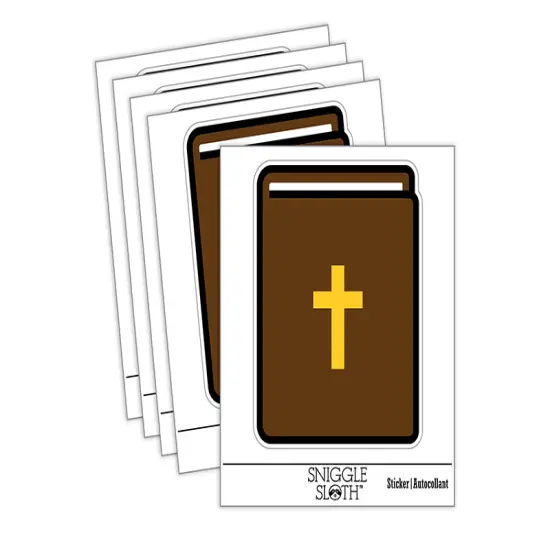 Bible Christian Cross Icon Waterproof Vinyl Phone Tablet Laptop Water Bottle Sticker Set - 5 Pack {1}