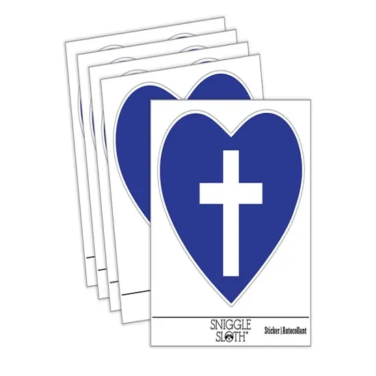 Cross in Heart Christian Waterproof Vinyl Phone Tablet Laptop Water Bottle Sticker Set - 5 Pack {2}
