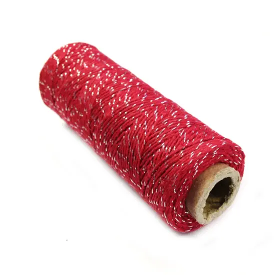Wrapables Cotton Baker's Twine 4ply 110 Yard, Red and Metallic Silver {2}