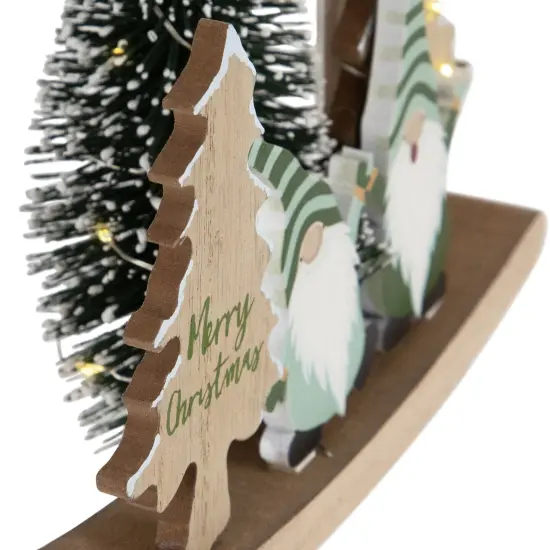 Northlight LED Lighted Gnomes and "Merry Christmas"with Trees Decoration - 6.5" Green {7}