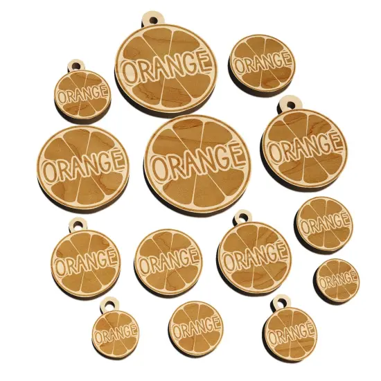 Orange Text with Image Flavor Scent Mini Wood Shape Charms Jewelry DIY Craft {7}