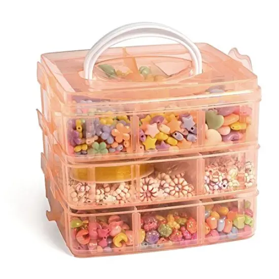 Jewelry Making Kit - 1000 Multi-Shaped Beads with Clasps and Beading String, Organized Storage Case, Ages 6 and Up {2}