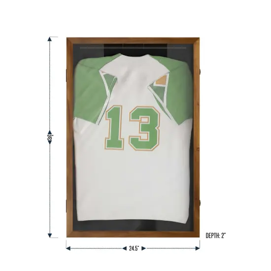 HBCY Creations Jersey Display Case - Solid Wood with UV Treated Acrylic Window - Anti-Theft Lock with 2 Keys - For All Types of Jerseys Black {10}