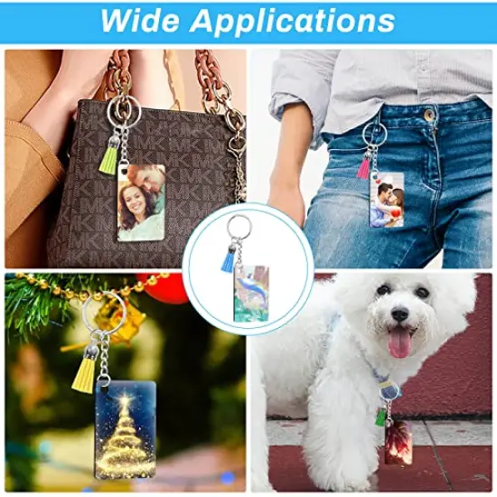 120 Pieces Sublimation Keychain Blanks Bulk Sublimation Keychain Blanks Set with Rectangle Sublimation Blanks, Keychain Tassels, Keychain Rings and Jump Rings for DIY Keychain Crafting {6}