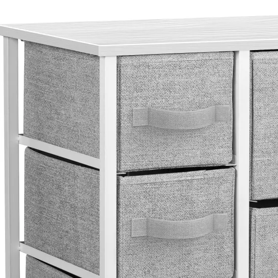 Sorbus Dresser with Drawers - Furniture Storage Tower Unit for Bedroom, Hallway, Closet, Office Organization - Steel Frame, Wood Top, Easy Pull Fabric Bins White {4}