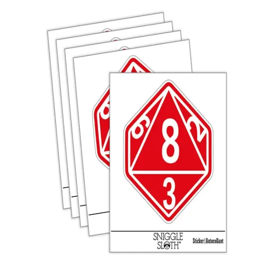 D8 8 Sided Gaming Gamer Dice Critical Role Waterproof Vinyl Phone Tablet Laptop Water Bottle Sticker Set - 5 Pack {2}