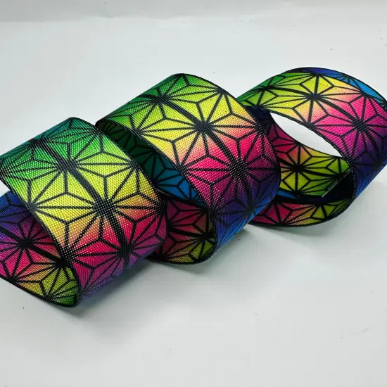 Rainbow kaleidoscope 1.5&rdquo; Seatbelt Webbing {1}