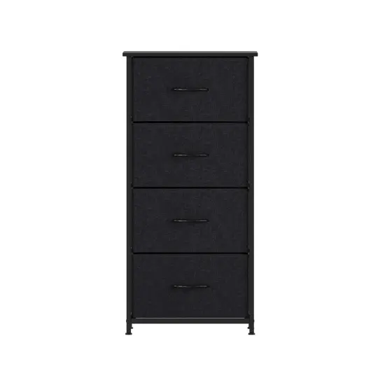 Emma and Oliver Marley 4 Drawer Storage Dresser with Cast Iron Frame, Wood Top and Easy Pull Fabric Drawers with Wooden Handles BlackDrawer/Black {3}