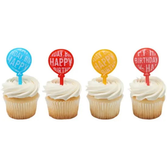 Happy Birthday Balloon DecoPics Cupcake Decoration, 12ct {3}