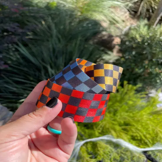 Red/Yellow/ Blue check 1.5&rdquo; Seatbelt Webbing {1}