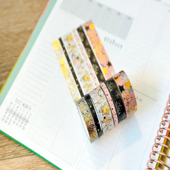 New Years Eve NYE Celebration Anniversary Birthday Celebrate Washi Tape Set January 2024 - W100 {2}