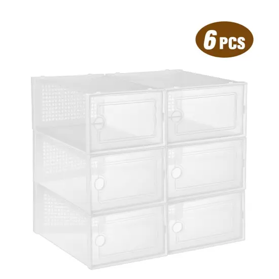 Foldable Stackable Transparent Shoe Box Storage Organizer {1}