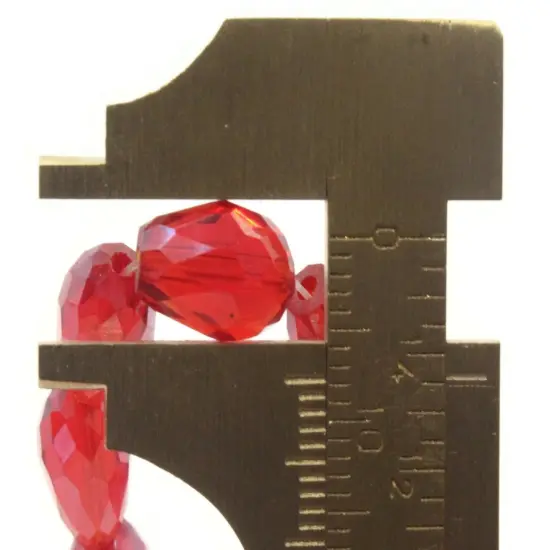 29 12mm Red Faceted Glass Teardrop Beads with AB Finish {6}