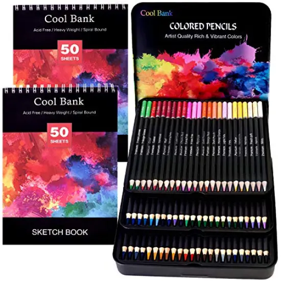 72 Professional Colored Pencils, Artist Pencils Set with 2 x 50 Page Drawing Pad(A4), Premium Artist Soft Series Lead with Vibrant Colors for Sketching, Shading & Coloring in Tin Box {2}