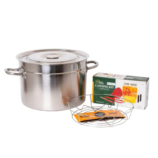 Lehman's Starter Canning Kit, Essential 7 Pc Set with Stainless Steel Water Bath Canner Stockpot, Rack and Essential Toolset {3}
