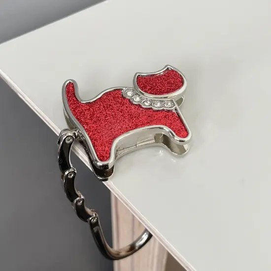 Wrapables Stylish Purse Hook Hanger, Foldable Handbag Table Hanger, Red Cat {3}