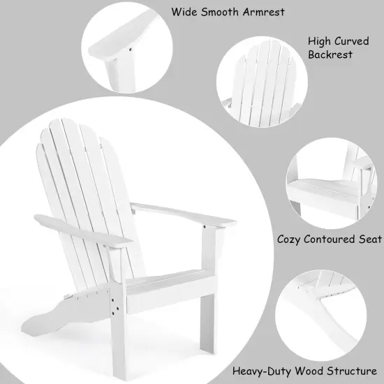 Wooden Outdoor Lounge Chair with Ergonomic Design for Yard and Garden White {3}