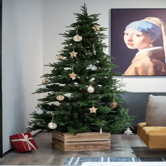 Northlight 18" Wood Crate "Lay Presents at My Feet" Christmas Tree Collar Brown {7}