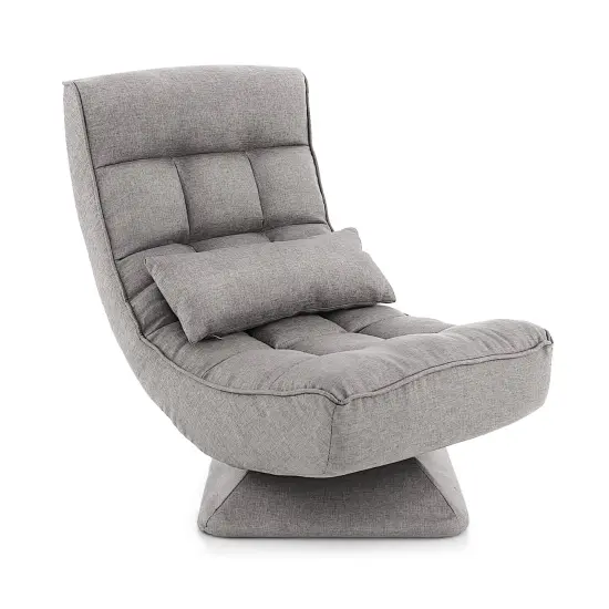 5-Level Adjustable 360&deg; Swivel Floor Chair with Massage Pillow Grey {1}