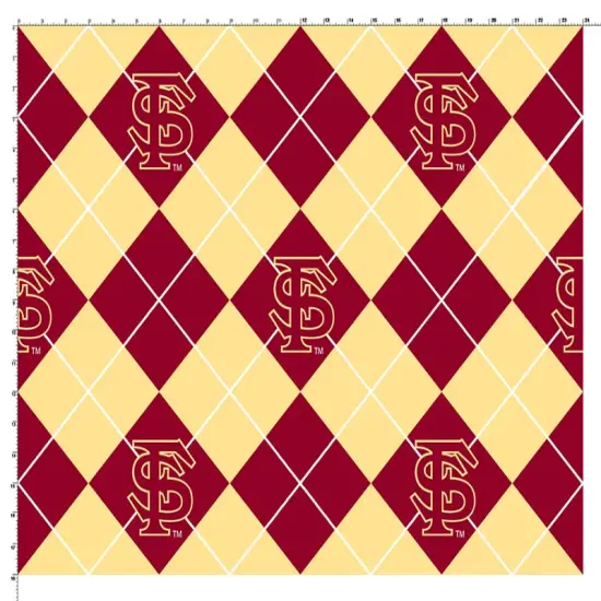 Sykel Enterprises-Florida State University Fleece Fabric-FSU Seminoles Argyle Fleece Blanket Fabric-Sold by the yard {1}