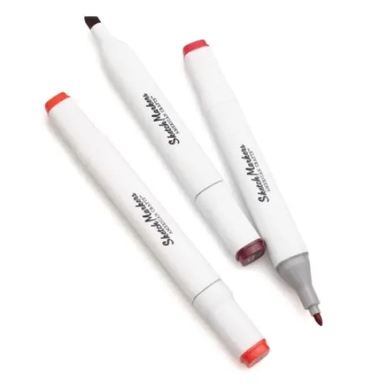 American Crafts - Sketch Markers Collection - Dual Tip - Chisel and Fine Point - Cherry 3 Pack 34007548 {2}