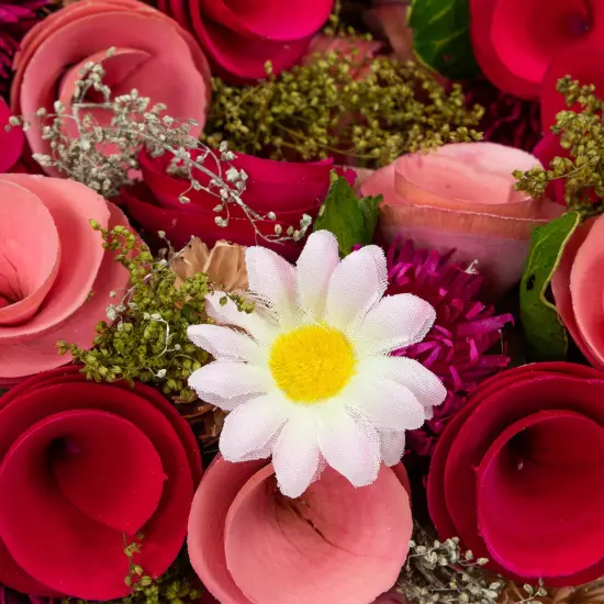 Northlight Mixed Floral and Berries Artificial Valentine's Day Heart Wreath - 10.25" Red {5}