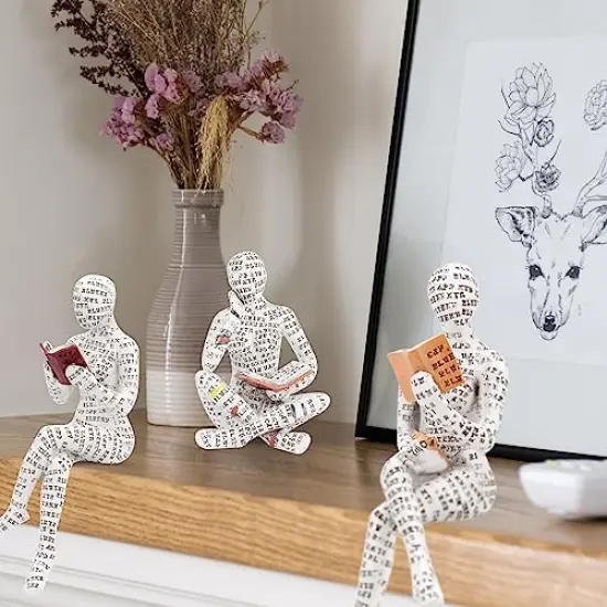 Home Decor Accents - Reading Woman Figurine Sculpture Thinker Statue - Modern Abstract Home Decor for Living Room, Office, Bedroom - Elegant and Aesthetic Decoration Statue 07 {5}