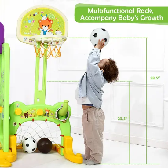 6-in-1 Climber Swing Basketball Hoop Football Gate {5}