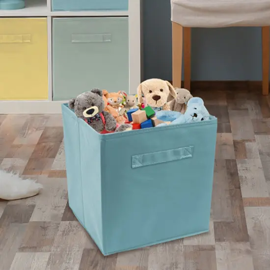 Sorbus Fabric Collapsible Cube Storage Bins Set (6 Pack) Blue, Green,Yellow {3}