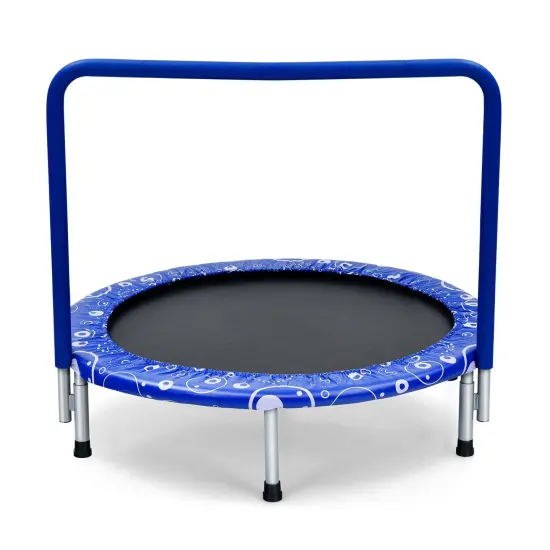 36 Inch Kids Trampoline Mini Rebounder with Full Covered Handrail Blue {1}