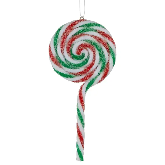 Northlight 6ct Frosted White, Green and Red Lollipop Christmas Ornaments 7" {5}