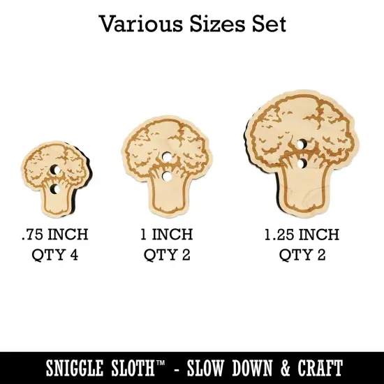Vegetable Broccoli Wood Buttons for Sewing Knitting Crochet DIY Craft {1}