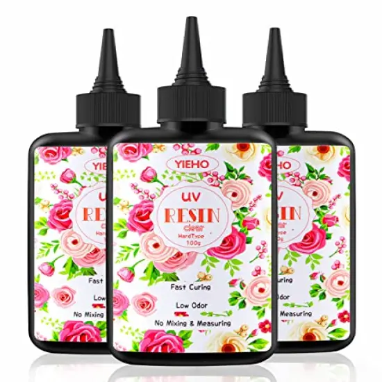 YIEHO 300g UV Resin Clear,Hard,Upgraded Crystal Clear Epoxy Resin Up Premixed UV Cure Resin for Craft Jewelry Making {1}