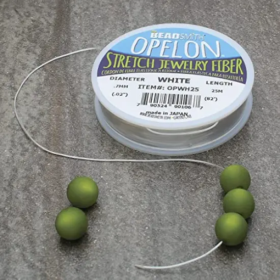 Beading Cord &ndash; Stretch Jewelry Fiber &ndash; White, 0.7mm Diameter, 25 Meter {4}