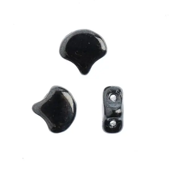 John Bead Czech Glass Metallic Ginko Beads, 50g Jet Hematite {2}