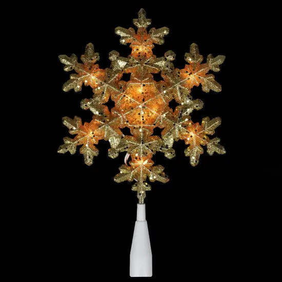 Northlight 9" Pre-Lit Gold Snowflake Christmas Tree Topper - Clear Lights {3}
