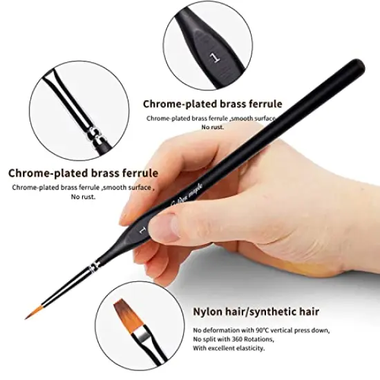 15 PCS Miniature Paint Brushes, Model Brushes Micro Detail Paint Brush Set, Fine Detailing for Acrylics, Oils, Watercolors & Paint by Number, Citadel, Figurine, Warhammer 40k (Black) {6}